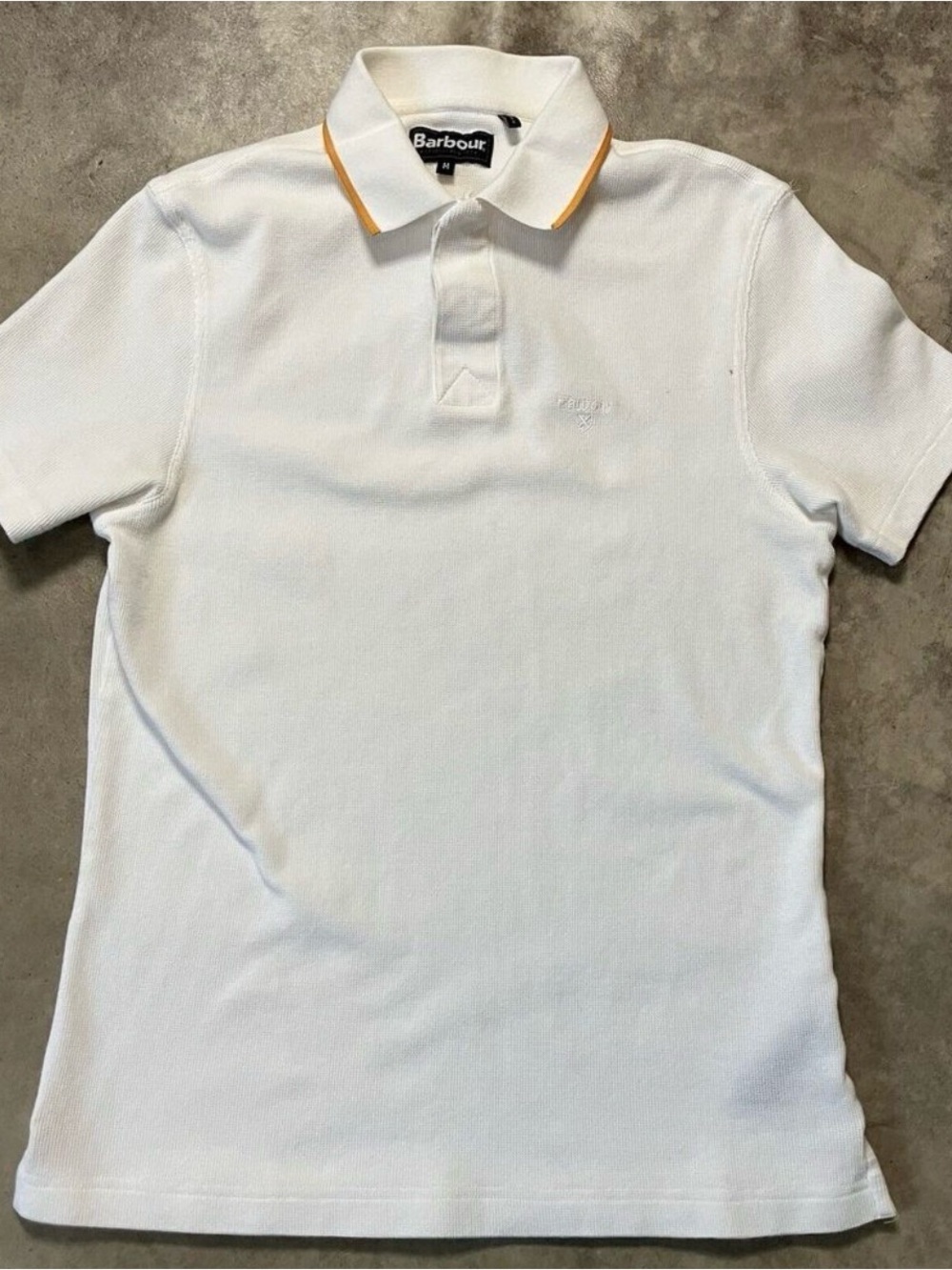 Barbour Cotton Pique Mens Size Small - Medium White Polo Short Sleeve‎